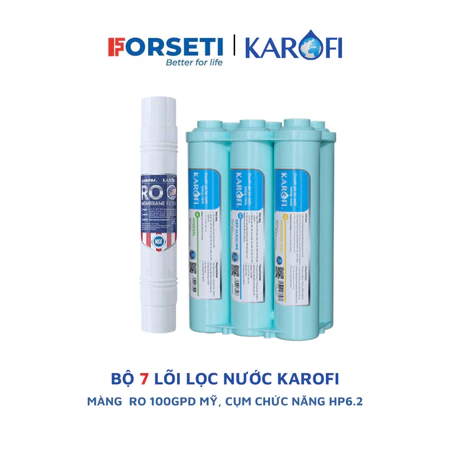 Bộ 10 lõi lọc nước Karofi chính hãng dùng cho máy lọc nước Karofi KAD-C55, KAD-M28,...(123, RO 100GPD Mỹ, HP 6.2)