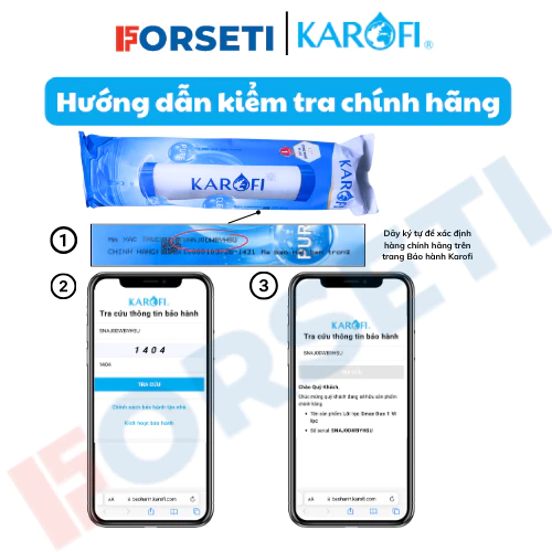 Bộ 3 lõi lọc thô Karofi 123 lõi số 2 CTO GAC (lưới) dùng cho các máy lọc Karofi O-P1310, S-S038....
