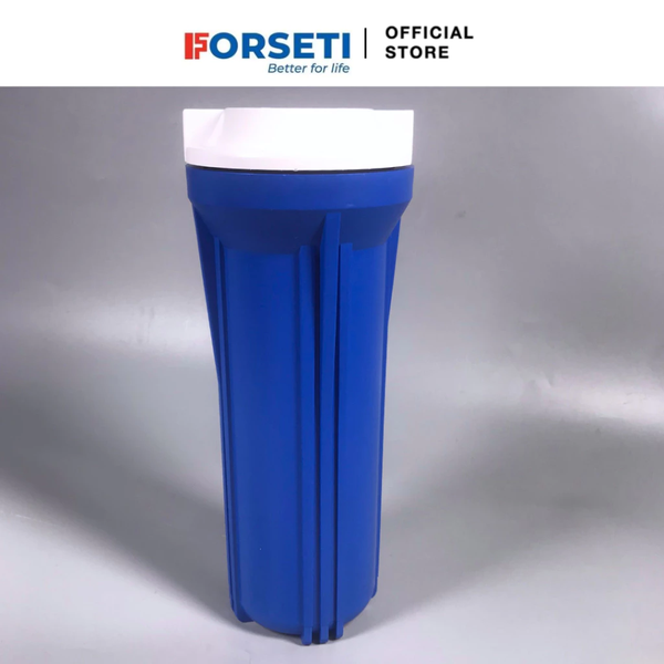 Cốc lọc trong, đục FORSETI 10 inch ren 13 hoặc ren 21 dùng cho máy lọc nước RO (đã bao gồm nắp+gioăng+2 cút đầu ra)