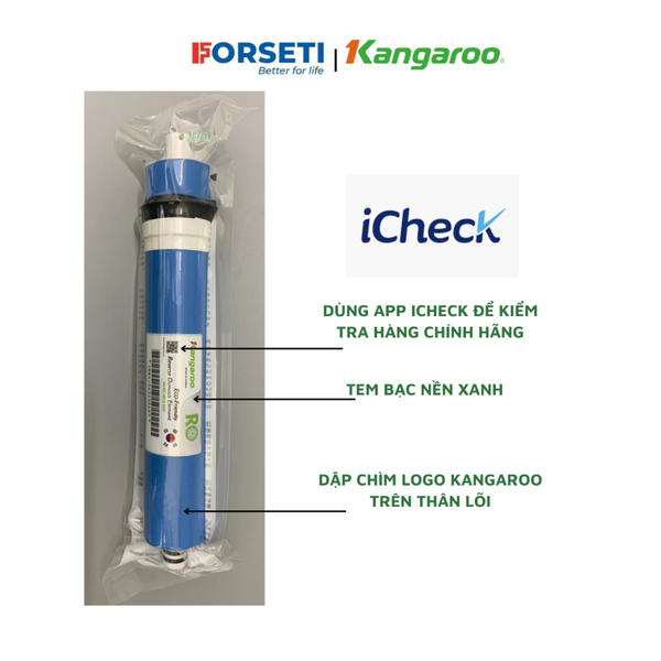 Combo 9 lõi lọc nước máy KG110 Kangaroo (123, RO 50GPD, Nano, Alkaline, Maifan, Orp, 5in1)