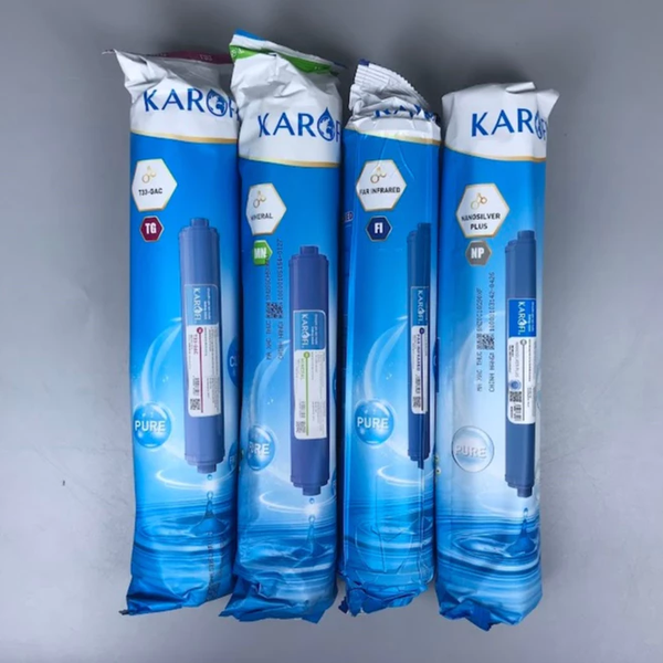 Combo 4 lõi lọc nước chức năng Karofi 5678 chính hãng (T33, Mineral, Far, Nano) bổ sung khoáng cho nước, cân bằng PH