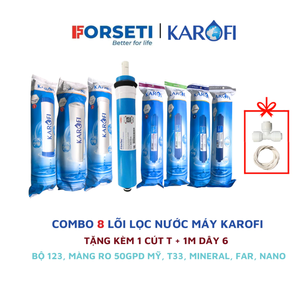 Trọn bộ Combo 8 lõi lọc nước Karofi chính hãng 12345678 - T33, Mineral, FarinFrared, Na