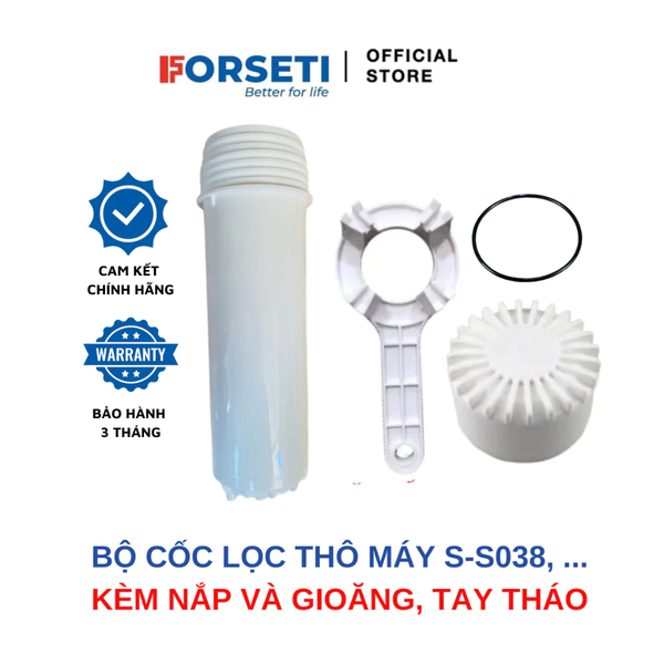 Cốc lọc trắng Karofi chuyên dùng cho máy lọc nước RO S-S038, U03, U05, U95, P95, O-P1310, I55..(Gồm Cốc, Nắp, Gioăng)