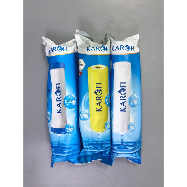 Combo 3 lõi lọc nước Karofi chính hãng: Lõi số 1, Lõi 2 Cation vàng, Lõi số 3