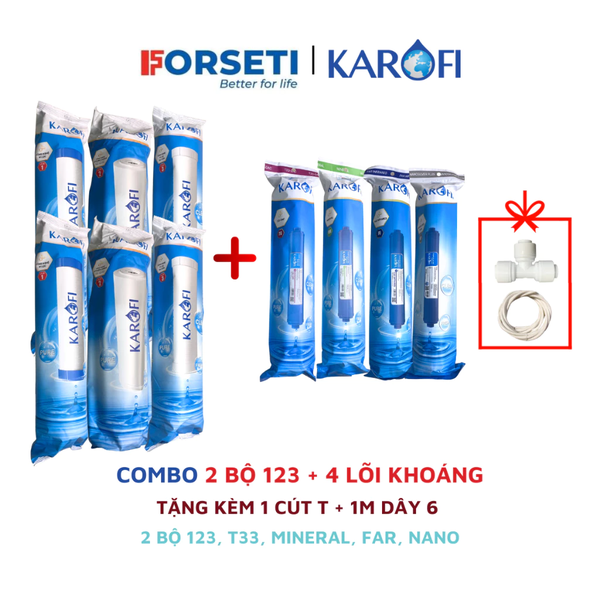 Combo bộ lọc thô 123 Smax Duo+ 4 lõi chức năng 5678 cho máy Karofi