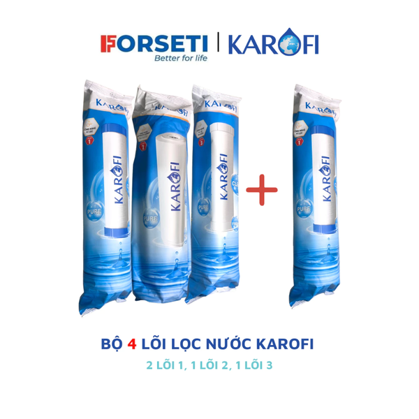 Combo 4 lõi lọc thô (Bộ lọc thô số 1,2,3 + lõi số 1) cho máy lọc nước RO Karofi