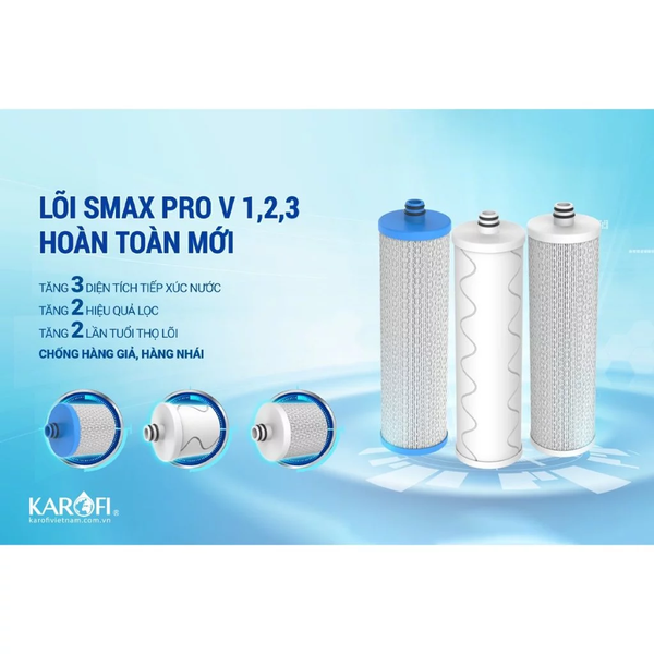 Bộ 3 Lõi Lọc Thô 123 Smax Pro V KAROFI dành cho máy KAQ-D58, KAQ-U96, KAD-L56, KAE-S85... (Công nghệ Smart Connect)