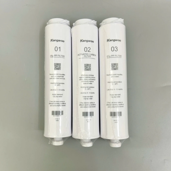 Bộ lõi lọc nước 123 Kangaroo chính hãng dùng cho máy lọc nước Kangaroo KG400HU, KG400HD, KG400US