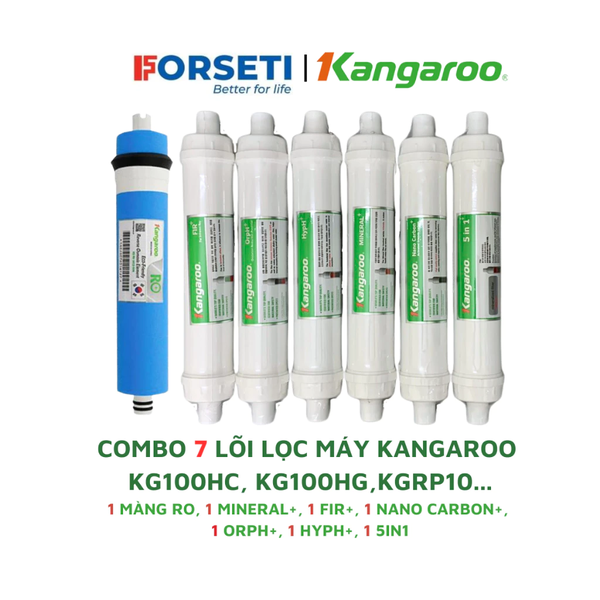 Combo 10 lõi lọc Kangaroo hydrogen chính hãng (123, RO50GPD, Nano+, Far+, Mineral+, OrpH+, HypH+, 5in1)