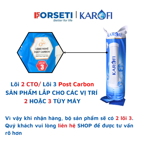 [CHÍNH HÃNG] Lõi số 2 Karofi CTO GAC (Smax Duo 3 Post Carbon) dùng cho máy S-s038, OP1310, O07, P95, U03, U05, U95, D52