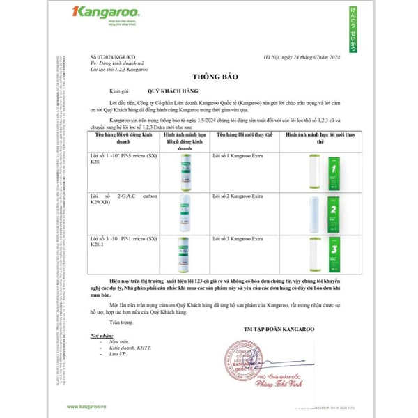 Trọn bộ 6 lõi lọc nước Kangaroo chính hãng dùng cho máy lọc nước Kangaroo KG113