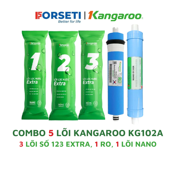Trọn bộ 5 lõi lọc nước Kangaroo chính hãng dùng cho máy lọc nước Kangaroo KG102A VERTU