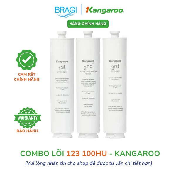 Bộ Lõi lọc nước 123 KG100HU, KG100HU+ dành cho các máy Kangaroo KG100HU, KG100HU+, KG100MED, KG100EED, KG-Y1MED,