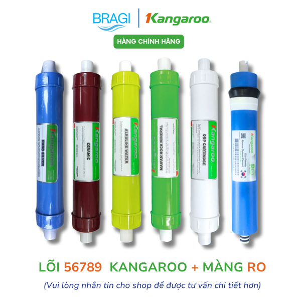 Combo 6 lõi lọc nước Kangaroo gồm màng RO + 5 lõi khoáng (nano, ceramic, alkaline, maifan, orp)