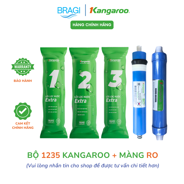 Trọn bộ 5 lõi lọc nước Kangaroo chính hãng dùng cho máy lọc nước Kangaroo KG102A VERTU