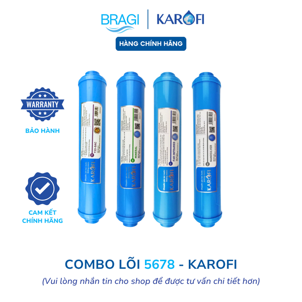 Combo 4 lõi lọc nước chức năng Karofi 5678 chính hãng (T33, Mineral, Far, Nano) bổ sung khoáng cho nước, cân bằng PH
