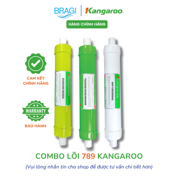 Combo 3 lõi chức năng 789 Kangaroo (Alkaline, Maifan, ORP) KÈM CÚT + DÂY