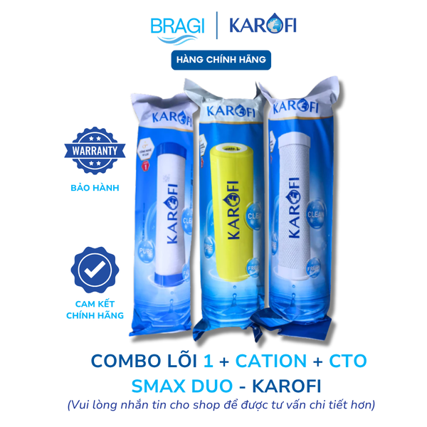 Combo bộ lọc thô 1 + 2 Cation + 3 CTO lưới Karofi