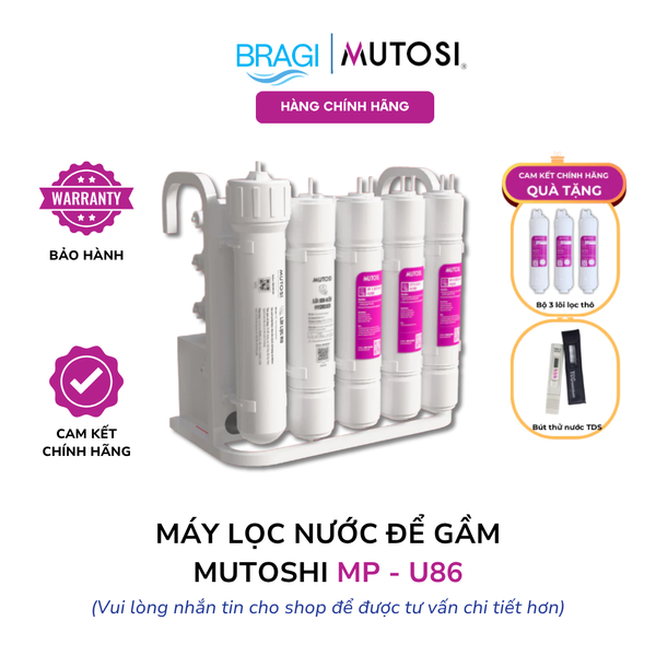Máy Lọc Nước Để Gầm Ion Kiềm Hydrogen Mutosi MP-U86, Máy Để Gầm Nhỏ Gọn - Chính Hãng Bảo Hành 3 Năm