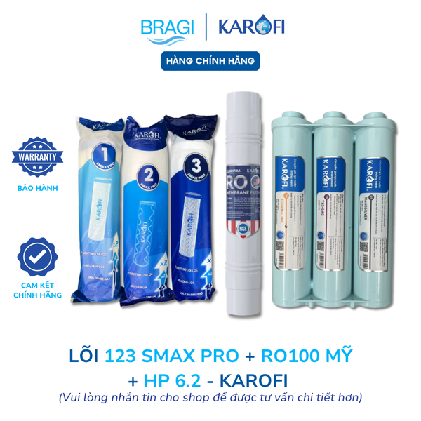 Combo 10 lõi Karofi gồm (123 SMAX PRO + RO100 Mỹ + HP 6.2) dùng cho máy KAD-N69