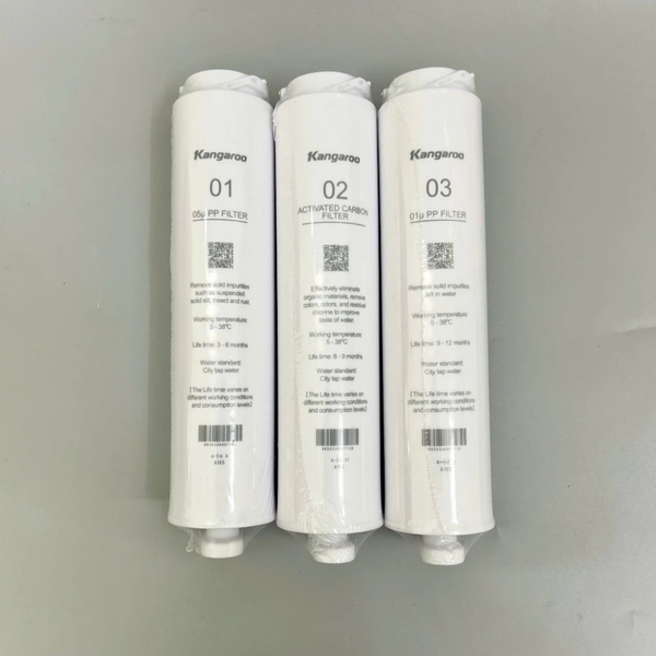 Bộ lõi lọc nước 123 Kangaroo chính hãng dùng cho máy lọc nước Kangaroo KG400HU, KG400HD, KG400US