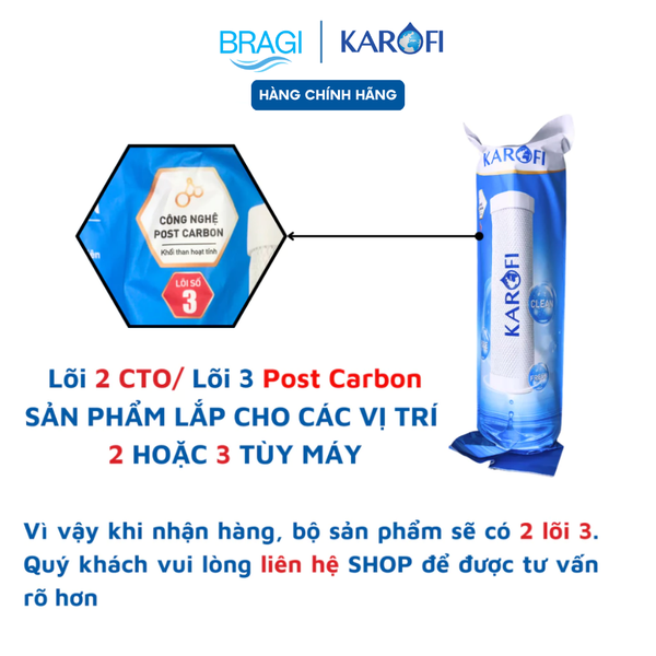 [CHÍNH HÃNG] Lõi số 2 Karofi CTO GAC (Smax Duo 3 Post Carbon) dùng cho máy S-s038, OP1310, O07, P95, U03, U05, U95, D52