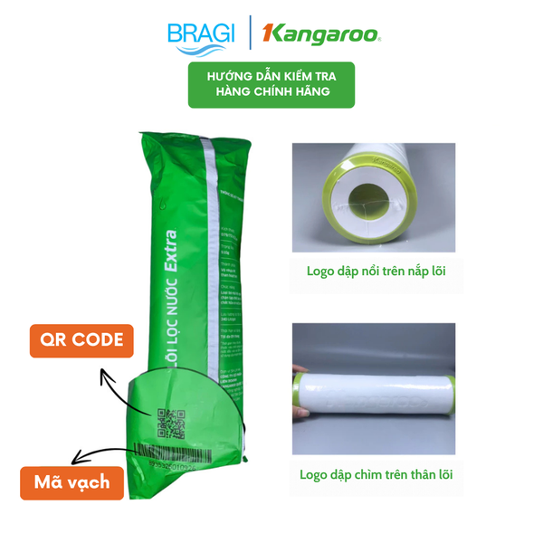 Combo bộ lọc thô 123 EXTRA + màng RO 50 KGR + lõi 567 Kangaroo (Nano, Ceramic, Alkaline) + đèn UV Philips 2 chân 2 đầu KÈM CÚT + DÂY