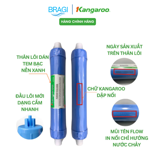 Combo 9 lõi Kangaroo Gồm 123EXTRA + 5 lõi 578910 (Nano + Alkaline + Maifan + ORP + 5IN1) KÈM CÚT + DÂY