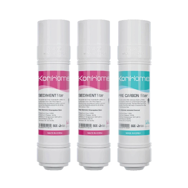 Bộ 3 lõi lọc thô Korihome (Combo 3 lõi lọc Korihome) - 2 lõi Sediment và 1 lõi Pre-Carbon