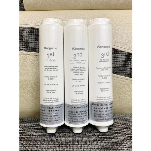 Bộ Lõi lọc nước 123 KG100HU, KG100HU+ dành cho các máy Kangaroo KG100HU, KG100HU+, KG100MED, KG100EED, KG-Y1MED,