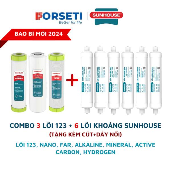 Combo 10 lõi lọc nước cho máy Hydrogen Sha76218ck ;sha8851k ; sha76216ck; sha76219ck; sha88115kv.... lắp được cho máy RO