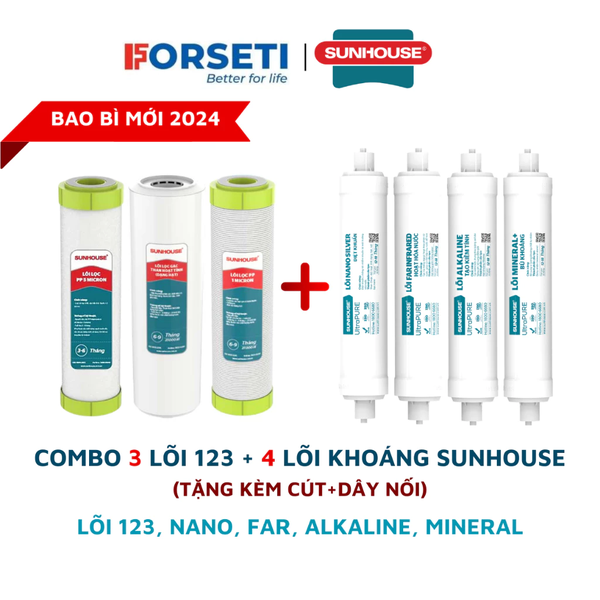 Combo 8 lõi lọc nước chính hãng cho máy Sunhouse sử dụng 8 cấp lọc máy ro