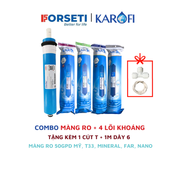 Trọn bộ Combo 8 lõi lọc nước Karofi chính hãng 12345678 - T33, Mineral, FarinFrared, Na