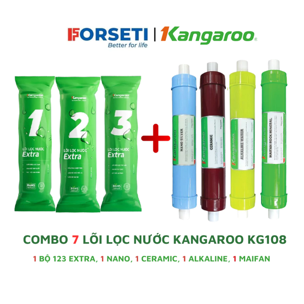 Trọn bộ 8 lõi lọc nước Kangaroo chính hãng dùng cho máy lọc nước Kangaroo KG06G4, KG108, KG108H,...