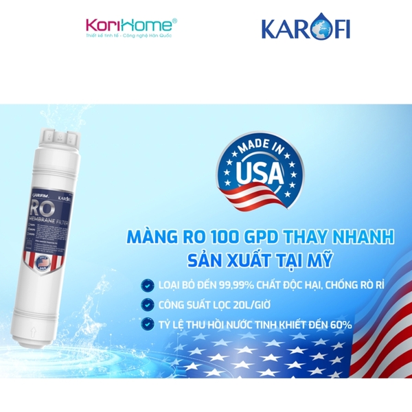 Máy lọc nước để gầm gọn nhẹ Karofi KAQ-U95 Pro với 10 cấp lọc, 123 Smax Pro V, RO Purifim, Bộ CN HP6.2