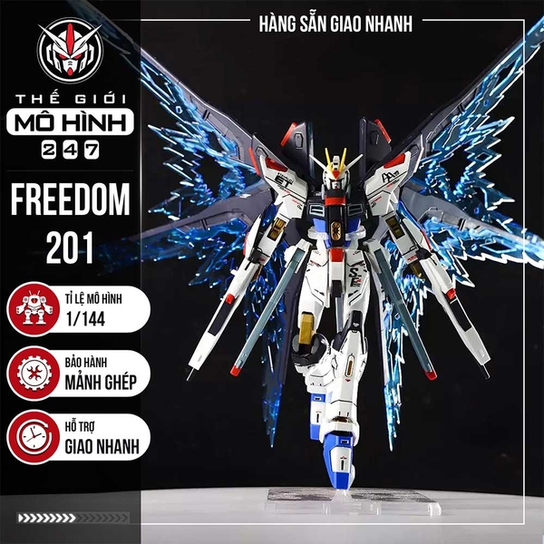 MÔ HÌNH LẮP RÁP HG CE 201 STRIKE FREEDOM FIGHTER + WING (KÈM ĐẾ + DECAL NƯỚC + EFFECT CÁNH)