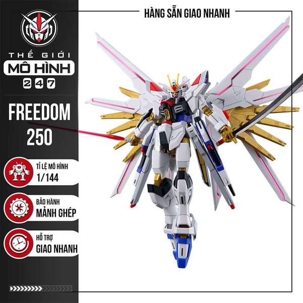 MÔ HÌNH LẮP RÁP HG 250 MIGHTY STRIKE FREEDOM FIGHTER (KÈM ĐẾ + DECAL NƯỚC)