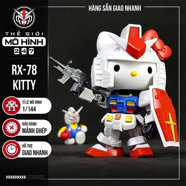 MÔ HÌNH LẮP RÁP RX-78 HELLO KITTY - Tặng kèm đế + decal