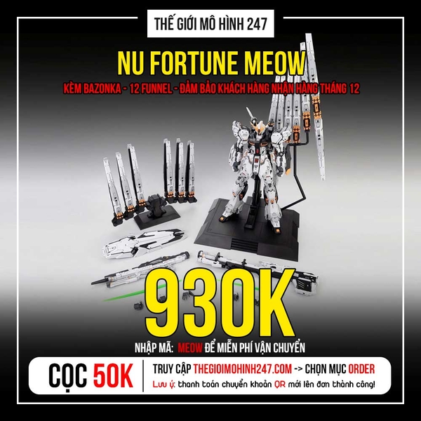 Mô hình lắp ráp RX-93 Nu Gundam Fotune Meow - Kem Bazonka + 12 Funnel