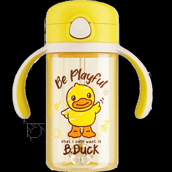 Bình Tập Uống B.Duck Cho Bé 240ml Có Tay Cầm – Cốc Uống Nước Ống Hút Chống Sặc Kèm Dây Đeo