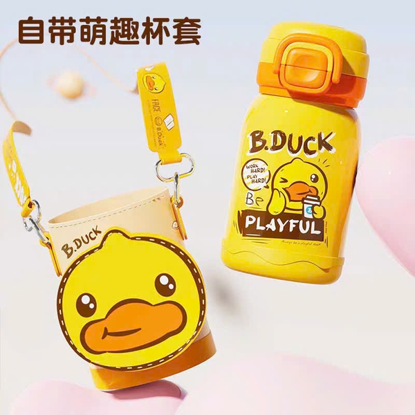 Bình Giữ Nhiệt B.Duck 460ml Cho Bé – Inox 316 Cao Cấp, 2 Kiểu Uống, Kèm Túi Đeo Dễ Thương