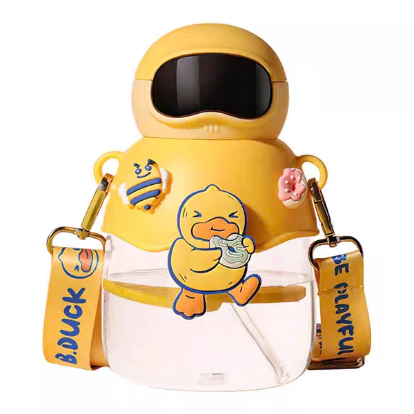 Bình Nước B.Duck Vịt Vàng 800ml Có Ống Hút – Bình Nước Trẻ Em Dễ Thương Có Dây Đeo, Chống Rò Rỉ