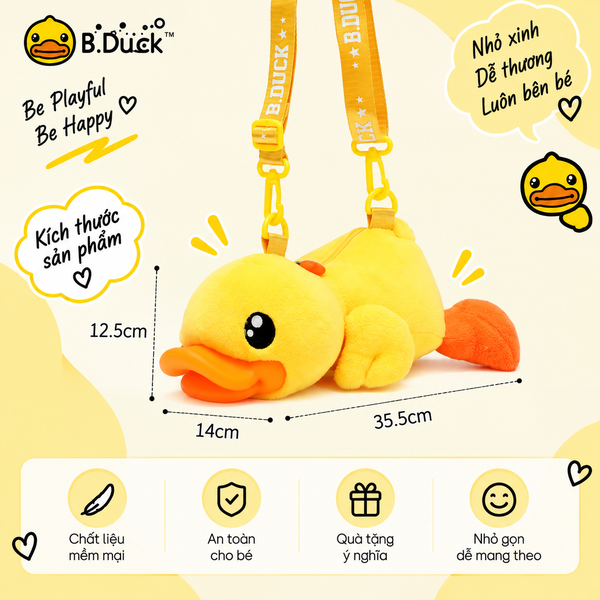 Túi Đeo Chéo B.Duck Cho Bé Hình Vịt Bông 3D – Túi Mini Trẻ Em Cute, Dây Đeo Điều Chỉnh, Bé Trai Bé Gái