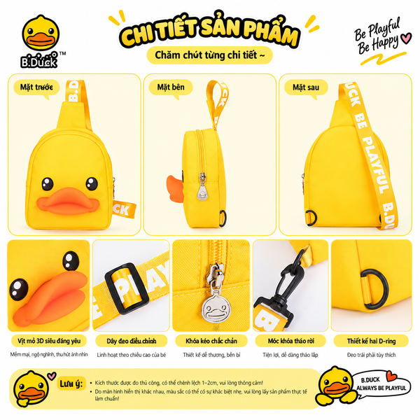 Túi Đeo Chéo B.Duck 3D Mỏ Vịt Dễ Thương – Túi Đeo Ngực Mini Nhẹ, Dây Đeo Điều Chỉnh, Đựng Điện Thoại