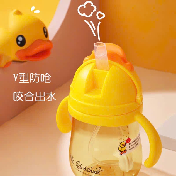 Bình Tập Uống Cho Bé B.Duck 280ml Ống Hút Trọng Lực Chống Sặc – Bình Nước Trẻ Em Chống Rò Rỉ