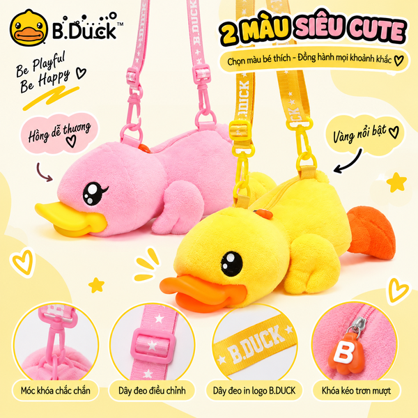 Túi Đeo Chéo B.Duck Cho Bé Hình Vịt Bông 3D – Túi Mini Trẻ Em Cute, Dây Đeo Điều Chỉnh, Bé Trai Bé Gái