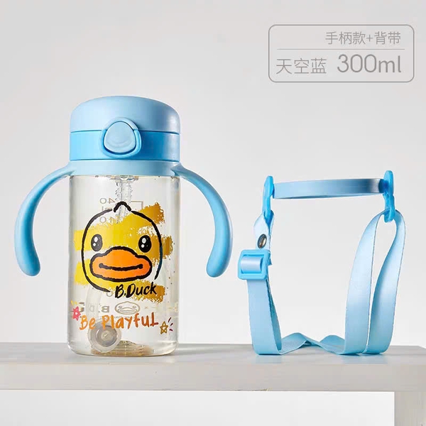 Bình Tập Uống B.Duck Cho Bé 240ml Có Tay Cầm – Cốc Uống Nước Ống Hút Chống Sặc Kèm Dây Đeo