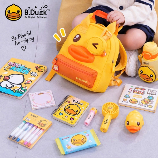 Balo B.Duck Vịt Vàng Cho Bé Đi Học Mẫu Giáo, Balo Trẻ Em Hình Mỏ Vịt 3D Kèm Túi Nhỏ Tháo Rời, Nhẹ Êm Dễ Thương
