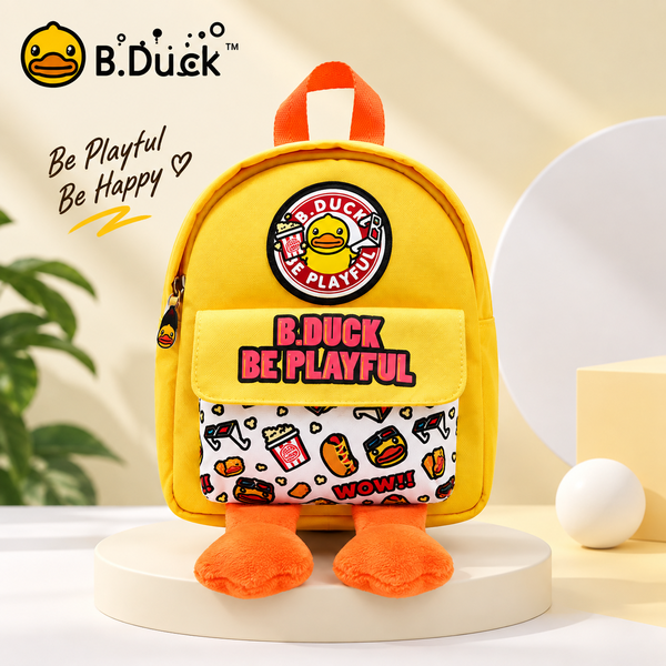 Balo Trẻ Em B.Duck Vịt Vàng Cute, Balo 2 Quai Hoạt Hình Có Chân Bông, Nhỏ Gọn Thời Trang Cho Bé