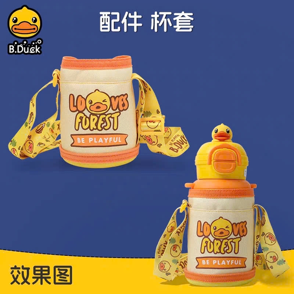 Bình Nước Giữ Nhiệt B.Duck 500ml Inox 316L Cho Bé – Có Ống Hút & Dây Đeo, Giữ Nhiệt Lạnh Nóng